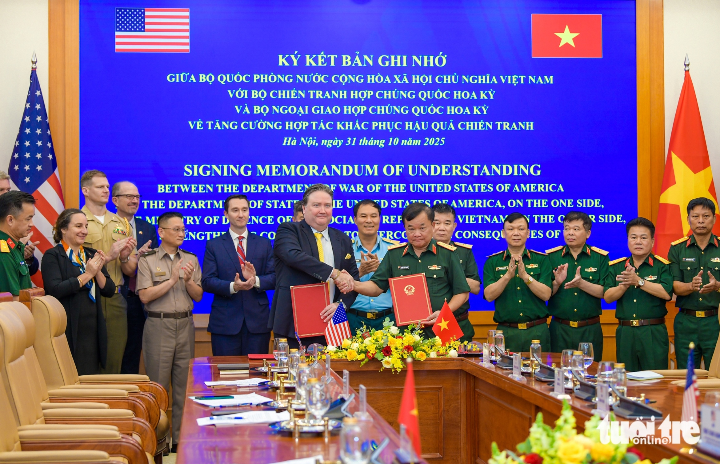 越南国防部、美国战争部和美国外交部签署谅解备忘录